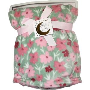 Little & Loved Baby Girl Green Pink Flower Blanket Lovey Security NWT
